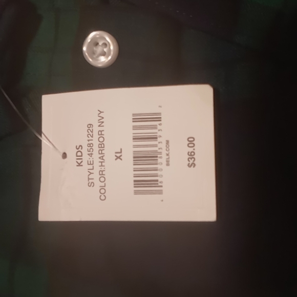 BOYS Crown & Ivy XL 14/16 long sleeve button up plaid shirt green and navy - Picture 4 of 5